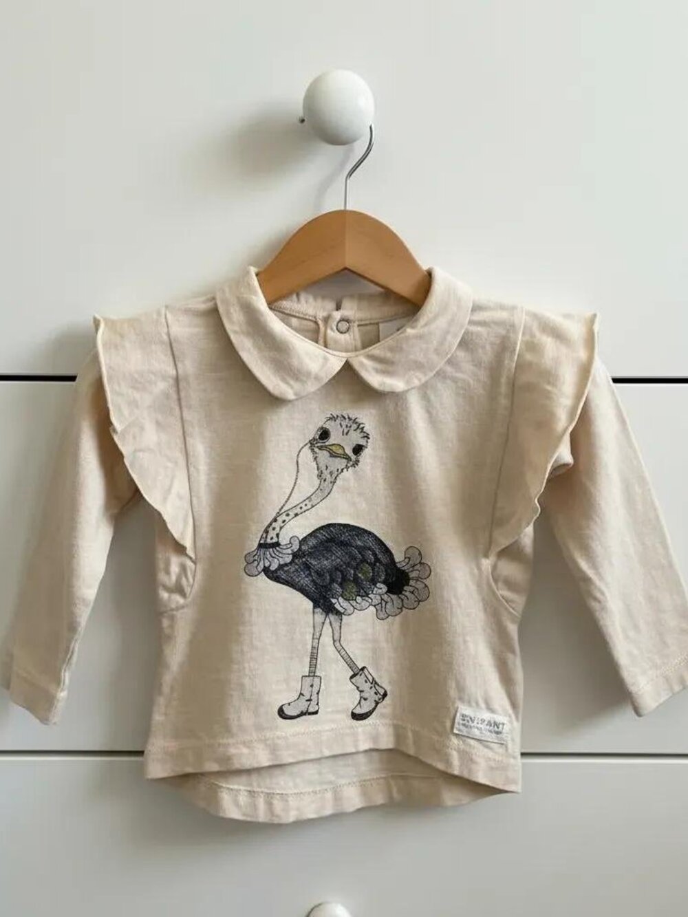 EN*FANT Ostrich Ruffle Long-Sleeve Top size 9 Months